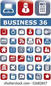 36 brillantes botones de negocios. Vector
