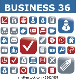 36 glossy business buttons. vector