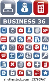 36 glossy business buttons. Vector