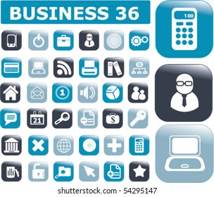 36 glossy business buttons. vector