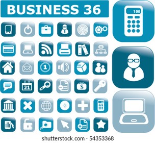 36 glossy business buttons. Vector