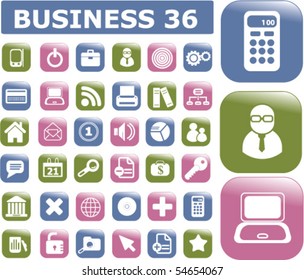 36 glossy business buttons. Vector