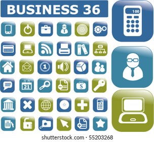 36 glossy business buttons. Vector