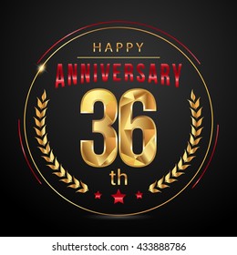 36 golden anniversary logo, low poly design number