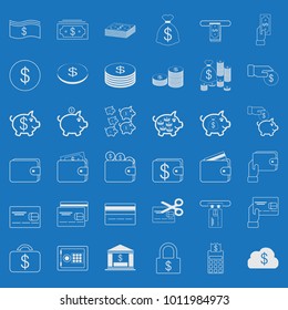 36 Icons. Banking and Financial Set Vector Line Icon. Includes such as Money,Coin,Banknotes,money bag,ATM,Credit Cards,wallet,Financial activities.64x64 Pixel Perfect.