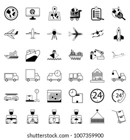 36 Icons. Delivery Shopping and Ecommerce Logistics Set of outline vector icon. Includes such as Air Freight, Sea Freight, Online Marketing, Express Delivery, Cargo Ship and other.64x64 Pixel Perfect.