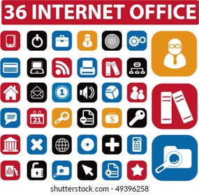 36 internet office buttons. vector