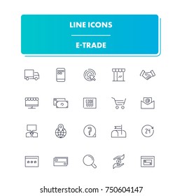 36. Line icons set. E-trade pack. Vector illustration for online commerce 