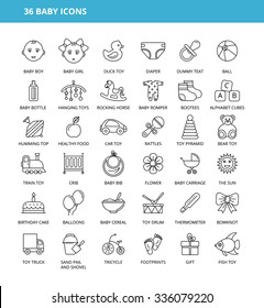 36 Linear icons for children