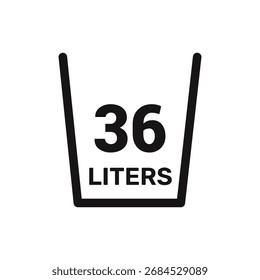 36 liters icon vector liquid measure vector white background