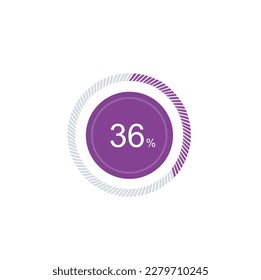 36% loading, icon pie purple chart 36 percent. svg