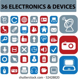 36 media & computer glossy buttons. vector