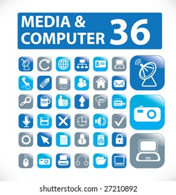 36 media and computer web icon - vector set