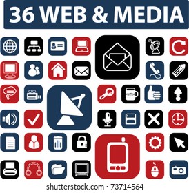 36 media & web buttons, vector