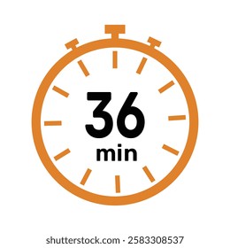 36 minute Timer, clock, icon vector stopwatch isolated icons. Countdown timer symbol.