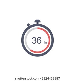 36 minutes timer icon, 36 min digital timer. Clock and watch, timer, countdown.