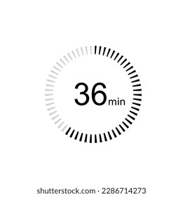 36 Minuten Timer Icon, 36 min Digital Timer. Uhr und Uhr, Timer, Countdown.