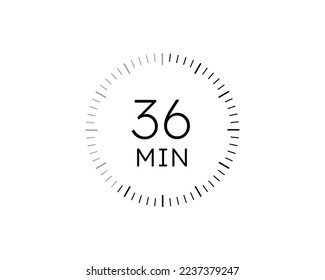 36 minutes timers Clocks, Timer 36 min icon vector