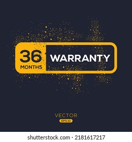 (36 months warranty) seal stamp, vector label.