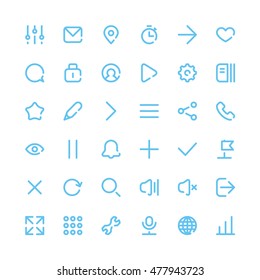 36 Most Useful Web and Mobile Icons for Interfaces. Vector Design Elements Set. Thin Line style. 