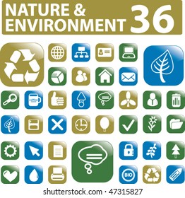36 nature buttons. vector