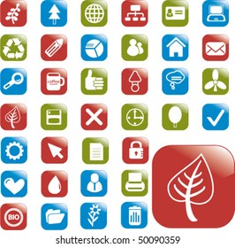 36 nature buttons. vector