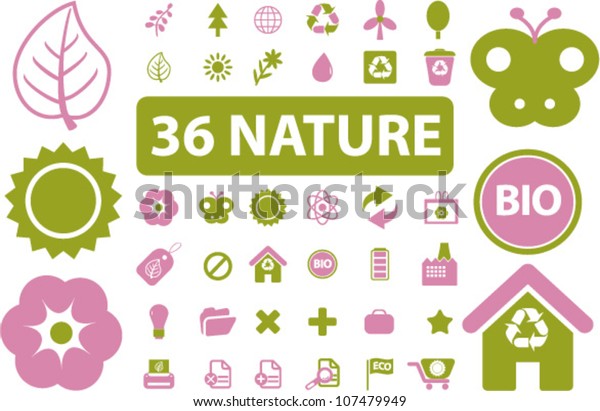 36 nature &\
ecology icons set, vector
