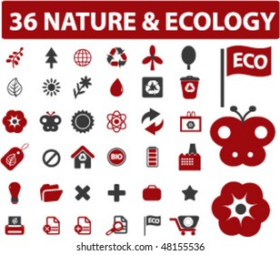 36 nature & ecology signs. vector