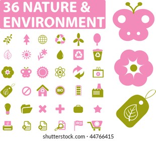 36 nature signs. vector