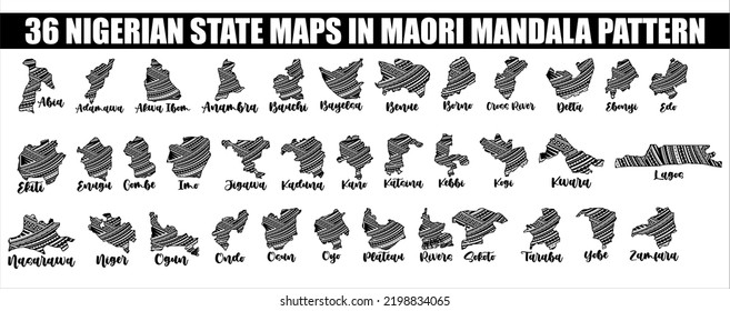 36 Nigerian State Design in Maori Mandala Pattern