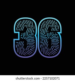 36 Number Fingerprint Logo Design Template Inspiration, Vector Illustration.