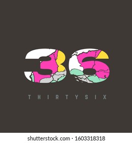 36 number logo multicolor letter design template