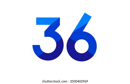 36 Number Modern Flat Blue Logo