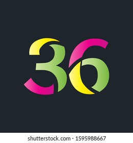 36 number multicolor letter logo design