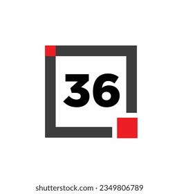 36 número con icono cuadrado. Monograma de 36 puntos.