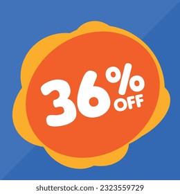 36% off per cent, percentage number in a colored circle, promotion, big sale, colorful background