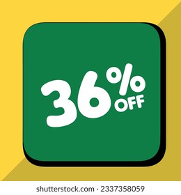 36% off per cent, percentage number in a colored circle, promotion, big sale, colorful background