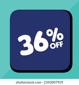 36% off per cent, percentage number in a colored circle, promotion, big sale, colorful background