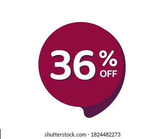 36% OFF Sale Discount Banner, Discount offer price label, 36% Discount Sticker