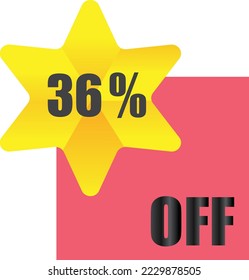 36% off sale label symbol,Sale tag vector badge template, 36% sale promotion flat icon ,Discount offer price label , clearance sale sticker emblem, modern design isolated on white background