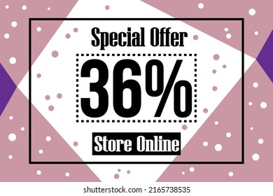 36% off. Sale sign design in style. Special offer in vector illustration.