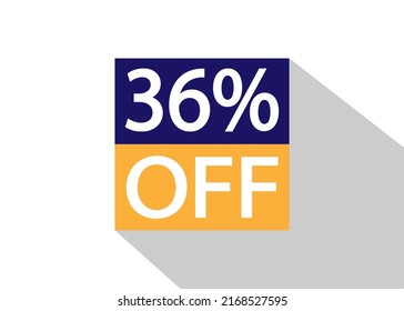 Up To 36% Off. Special offer sale sticker on white background with shadow.