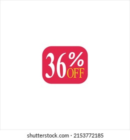 36 offer tag discount vector icon stamp on a white background