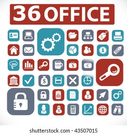 36 office buttons. vector