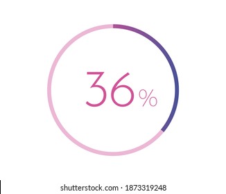 36% percent circle chart symbol. 36 percentage Icons for business, finance, report, downloading svg