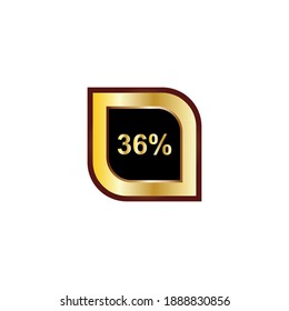 36 percent sign vector design with gold gradient color