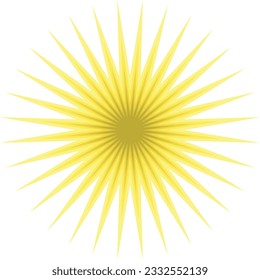 36 points burst star, yellow monochrome color, vector illustration