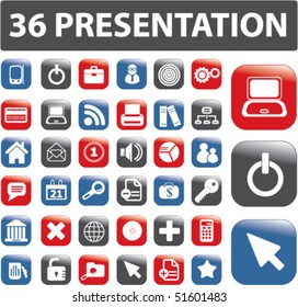 36 presentation buttons. vector