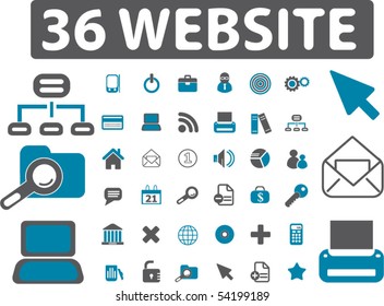 36 professionelle Website-Schilder. Vektorgrafik