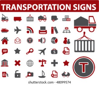 36 carteles de transporte rojo-negro. vector